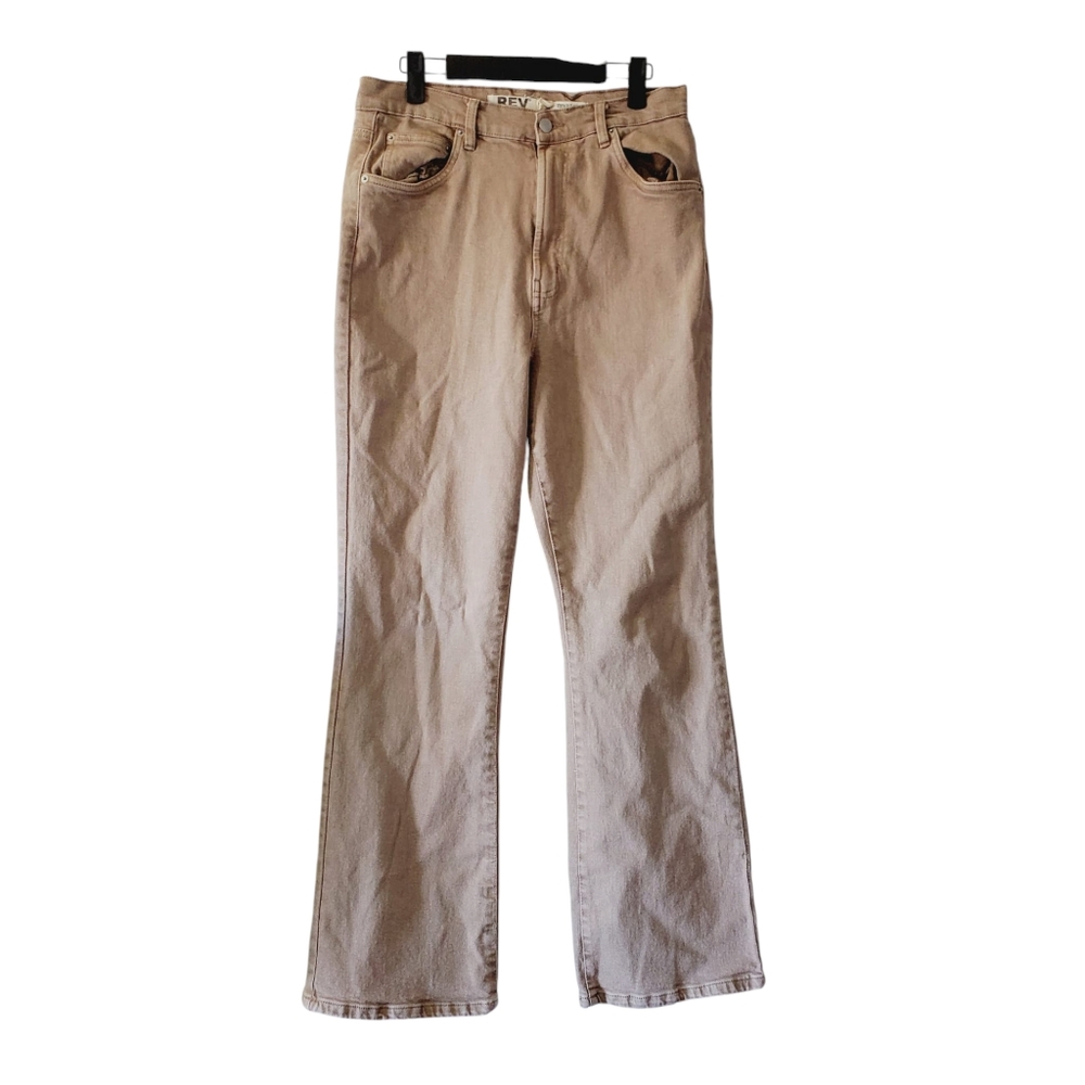 Revolve Rev Denim Taupe Vintage Flare High Rise Stretch Jeans 30 - Picture 2 of 7